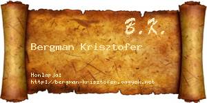 Bergman Krisztofer névjegykártya